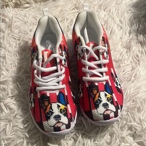 BOSTON TERRIER WOMENS SNEAKERS.SIZE 8 Brand new
